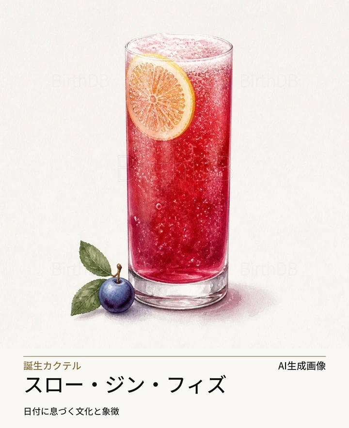 スロー・ジン・フィズ — BirthDBのシンボルイラスト（AI生成画像）