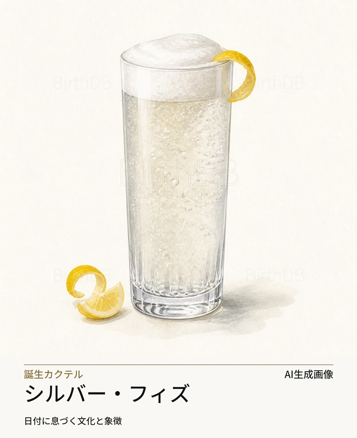 シルバー・フィズ — BirthDBのシンボルイラスト（AI生成画像）