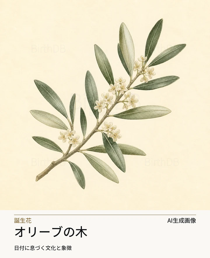 オリーブの木 — BirthDBのシンボルイラスト（AI生成画像）