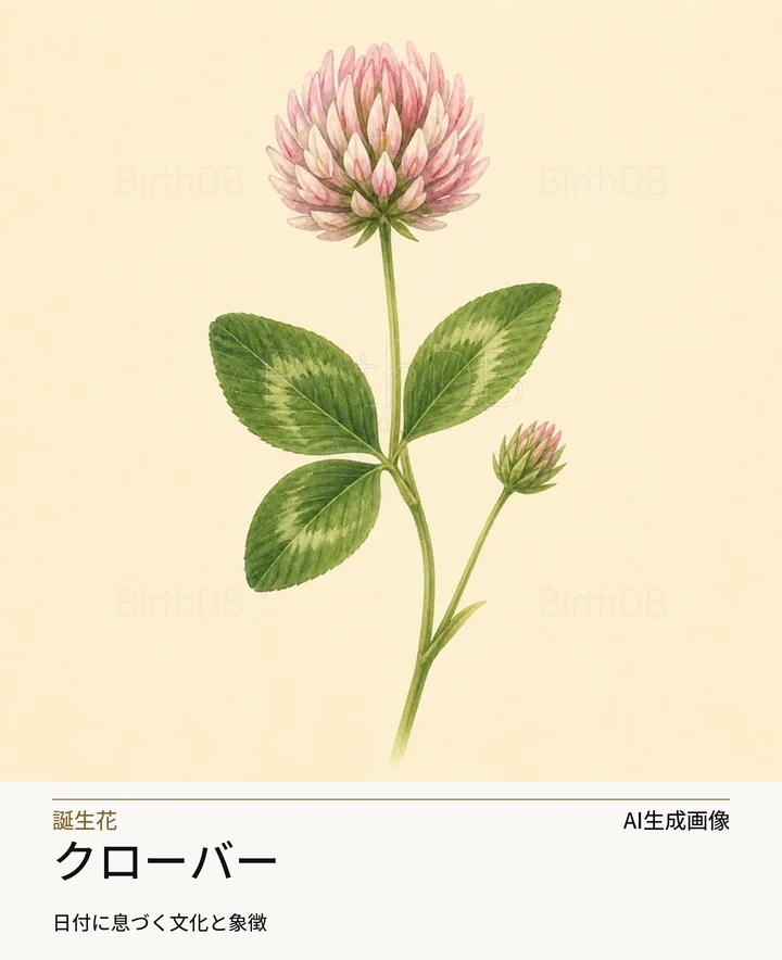 クローバー — BirthDBのシンボルイラスト（AI生成画像）