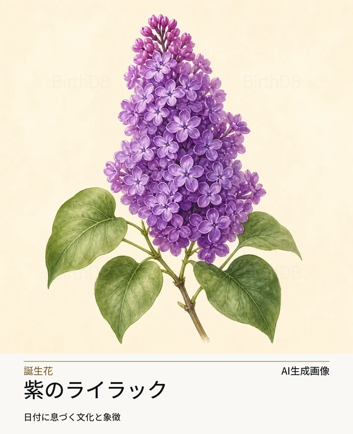 紫のライラック — BirthDBのシンボルイラスト(AI生成画像)