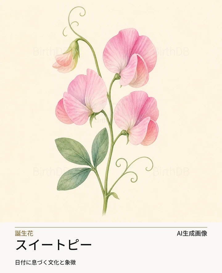 スイートピー — BirthDBのシンボルイラスト（AI生成画像）