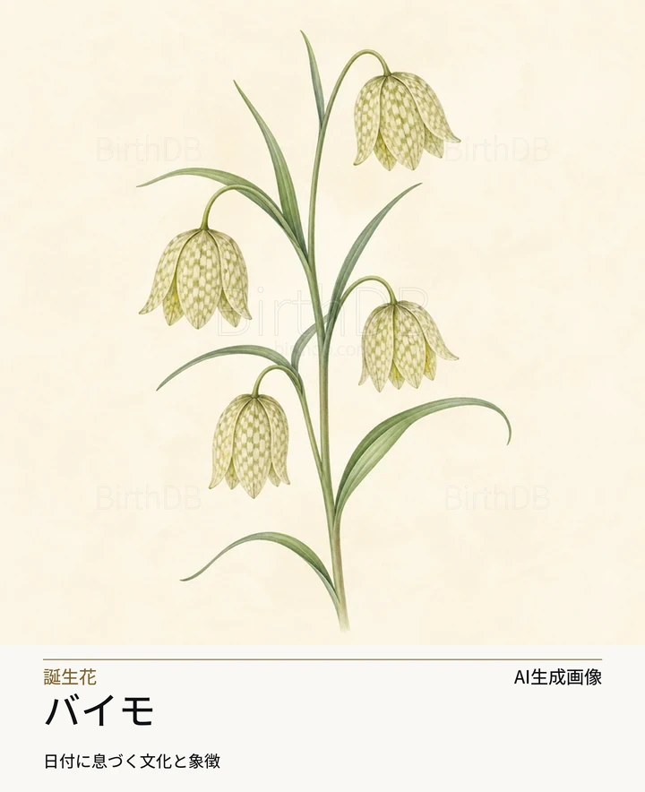 バイモ — BirthDBのシンボルイラスト（AI生成画像）