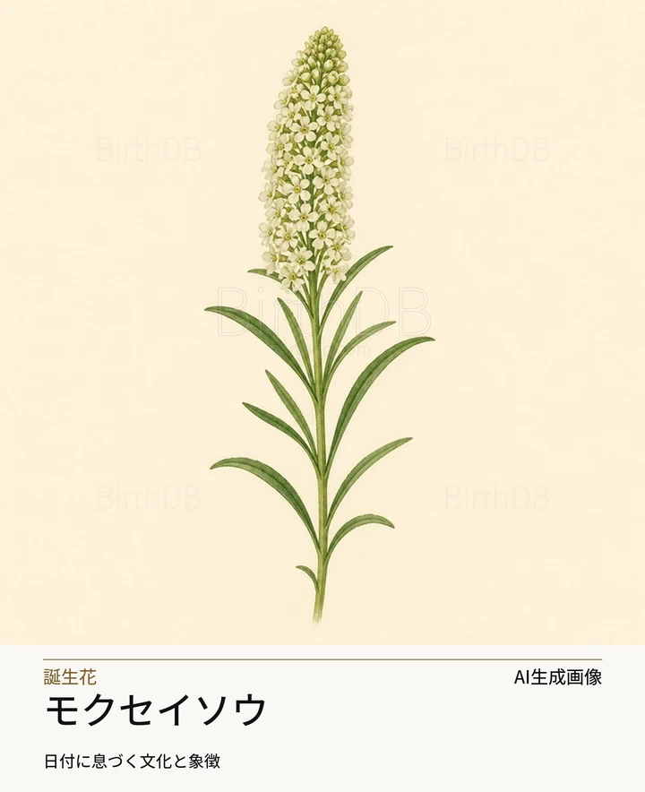 モクセイソウ — BirthDBのシンボルイラスト（AI生成画像）