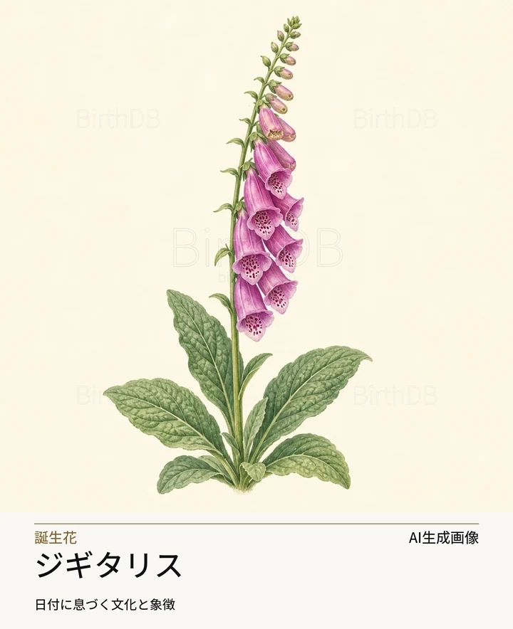 ジギタリス — BirthDBのシンボルイラスト(AI生成画像)