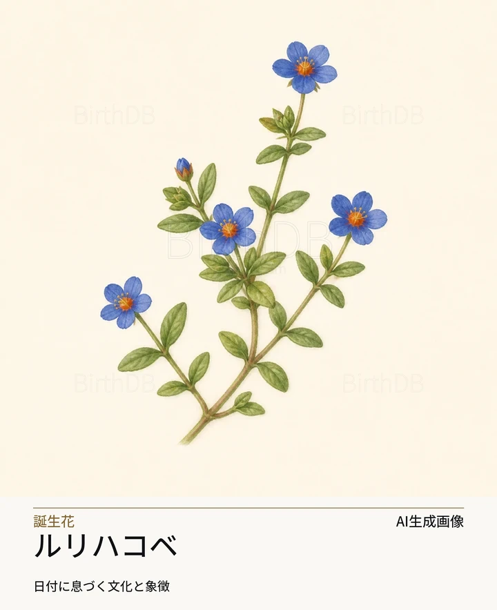 ルリハコベ — BirthDBのシンボルイラスト（AI生成画像）