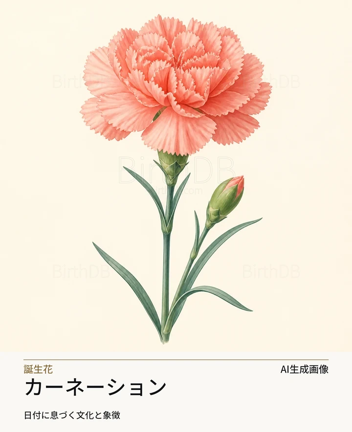 カーネーション — BirthDBのシンボルイラスト（AI生成画像）