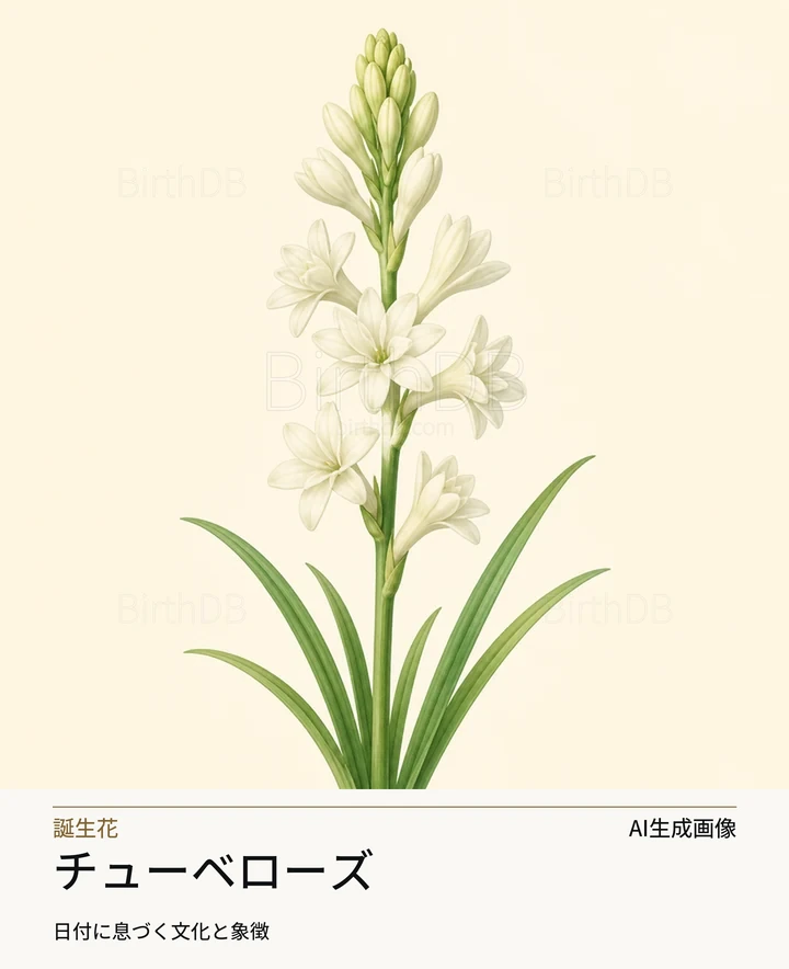 チューベローズ — BirthDBのシンボルイラスト（AI生成画像）