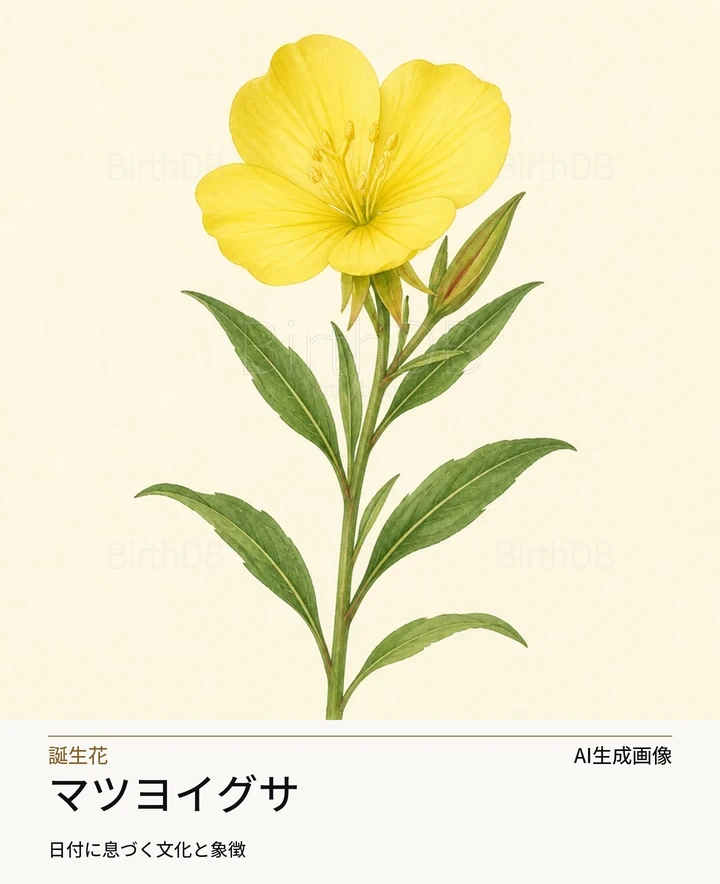 マツヨイグサ — BirthDBのシンボルイラスト(AI生成画像)