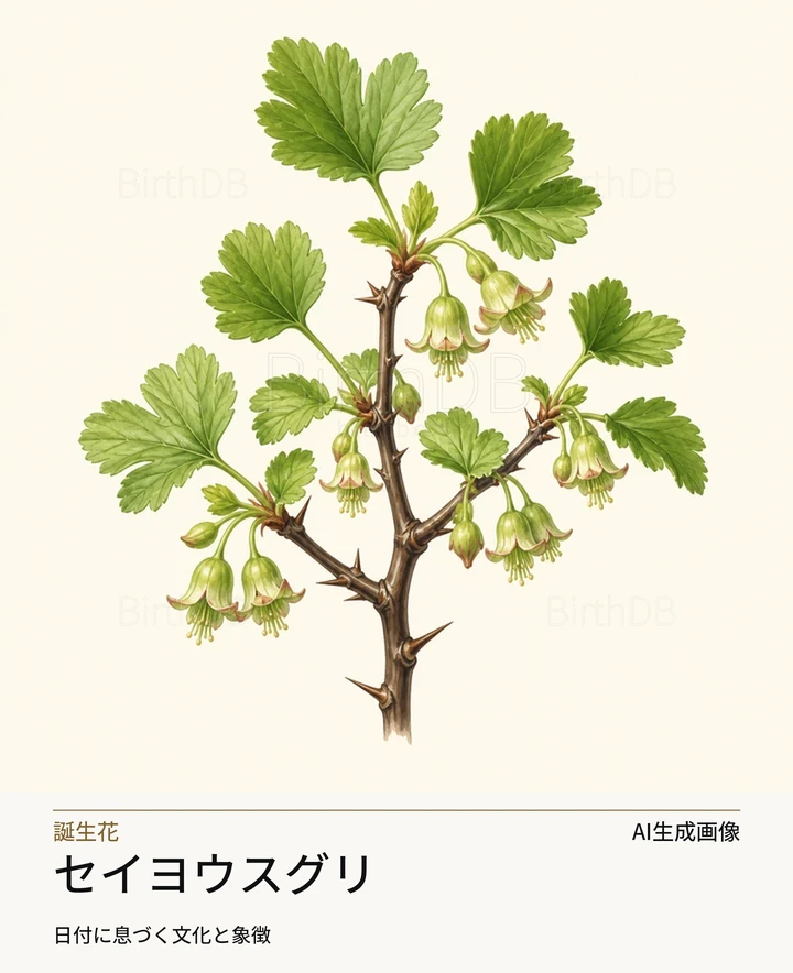 セイヨウスグリ — BirthDBのシンボルイラスト（AI生成画像）