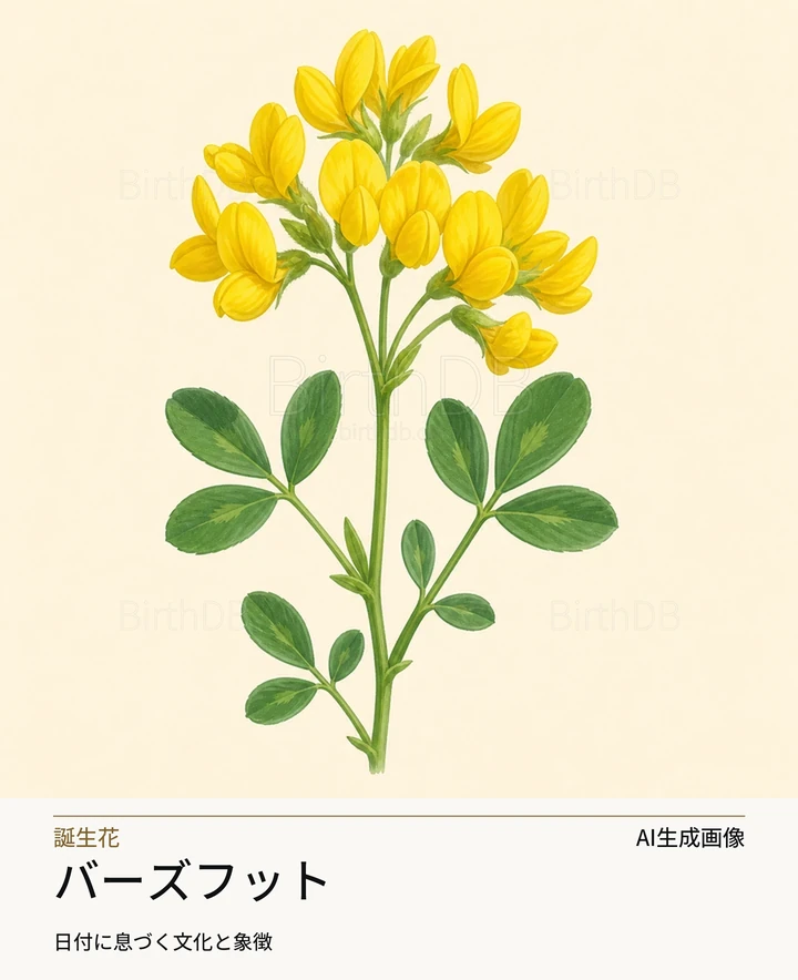 バーズフット — BirthDBのシンボルイラスト（AI生成画像）