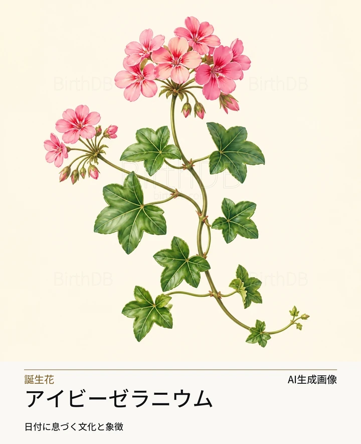 アイビーゼラニウム — BirthDBのシンボルイラスト(AI生成画像)