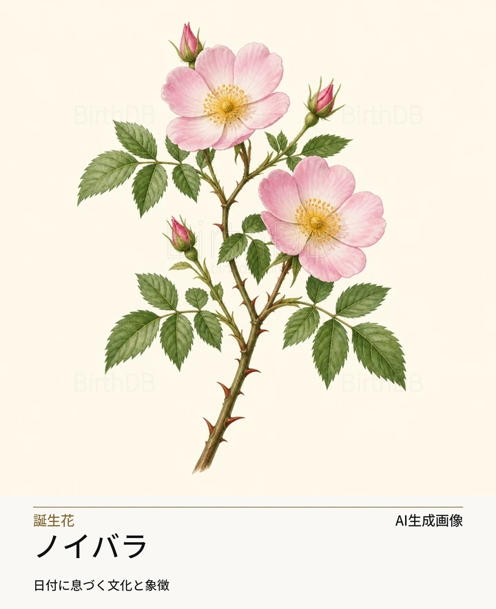 ノイバラ — BirthDBのシンボルイラスト（AI生成画像）