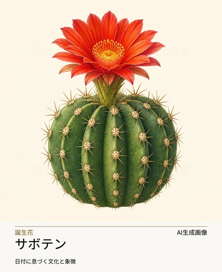 サボテン — BirthDBのシンボルイラスト(AI生成画像)