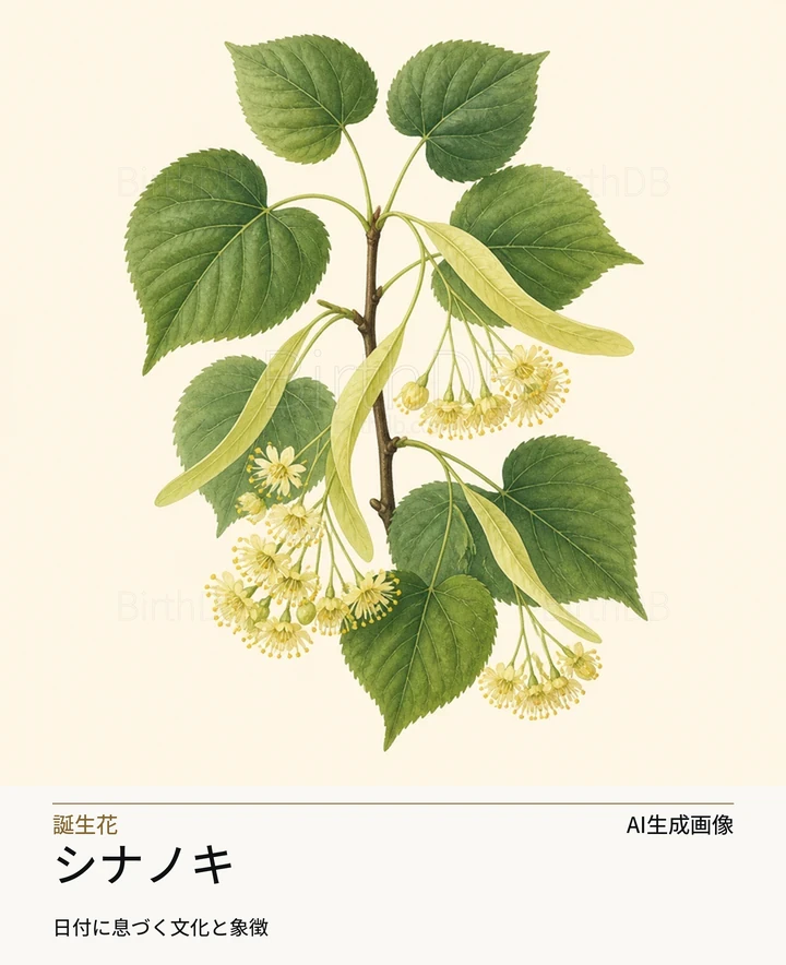 シナノキ — BirthDBのシンボルイラスト(AI生成画像)