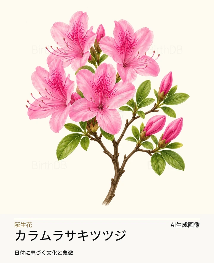 カラムラサキツツジ — BirthDBのシンボルイラスト（AI生成画像）