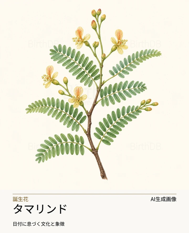 タマリンド — BirthDBのシンボルイラスト（AI生成画像）