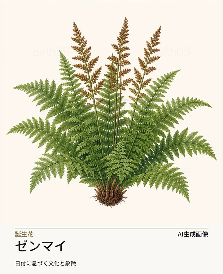 ゼンマイ — BirthDBのシンボルイラスト(AI生成画像)