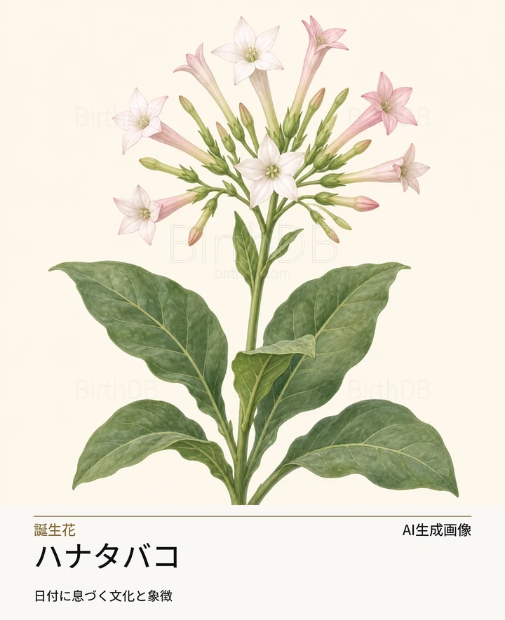 ハナタバコ — BirthDBのシンボルイラスト（AI生成画像）