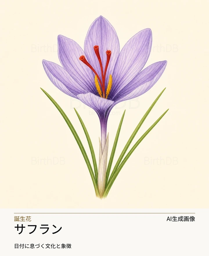 サフラン — BirthDBのシンボルイラスト(AI生成画像)