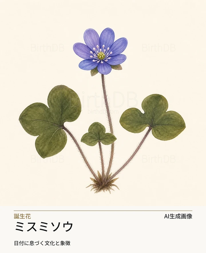 ミスミソウ — BirthDBのシンボルイラスト(AI生成画像)