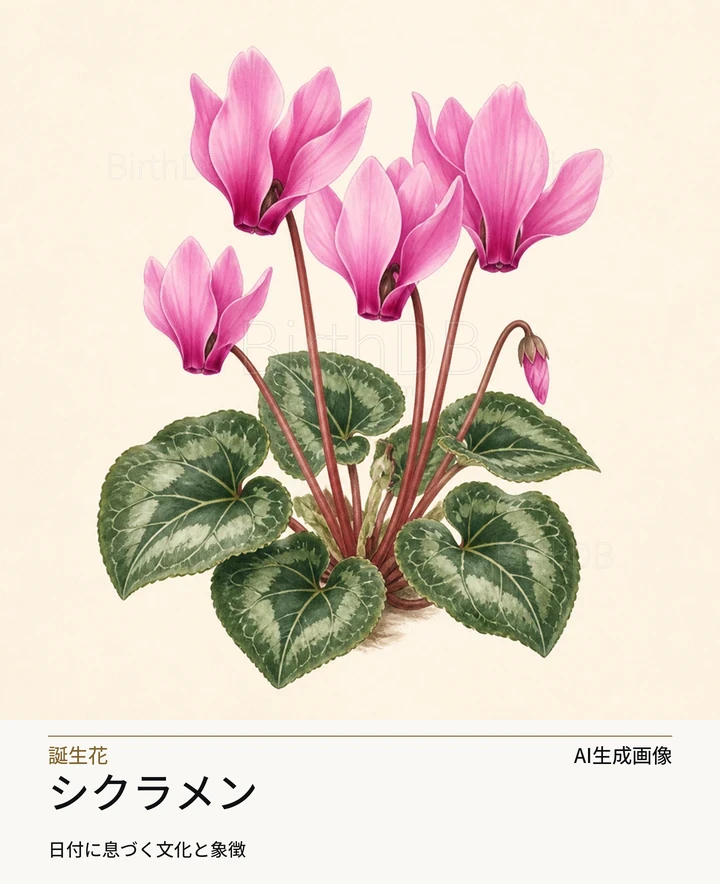 シクラメン — BirthDBのシンボルイラスト(AI生成画像)