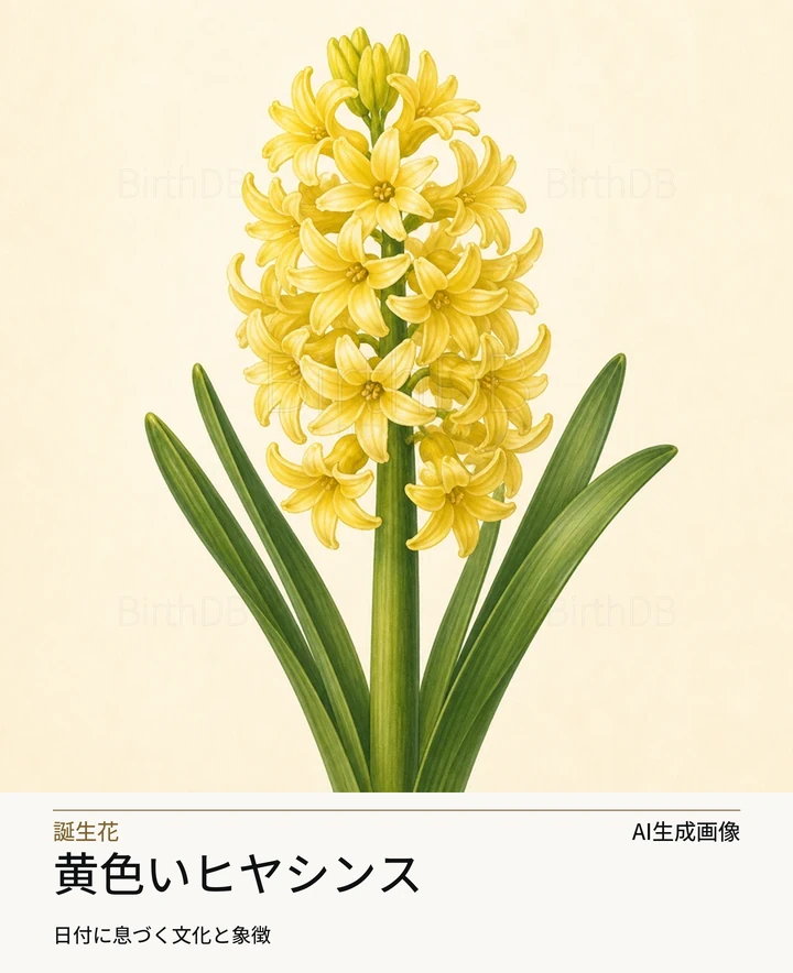 黄色いヒヤシンス — BirthDBのシンボルイラスト(AI生成画像)