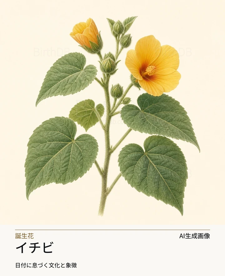 イチビ — BirthDBのシンボルイラスト（AI生成画像）