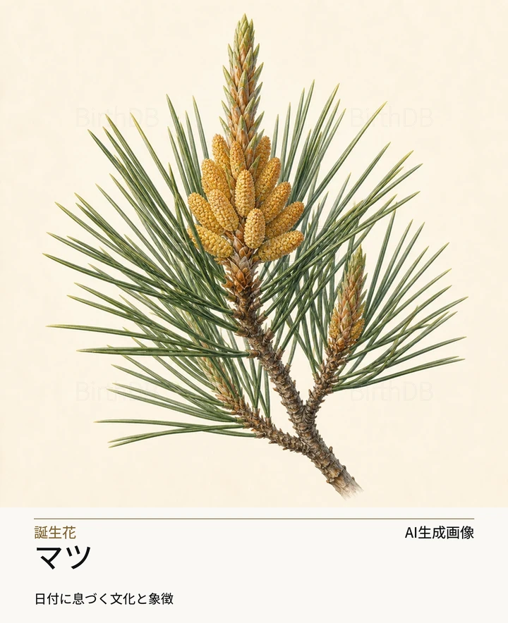 マツ — BirthDBのシンボルイラスト(AI生成画像)