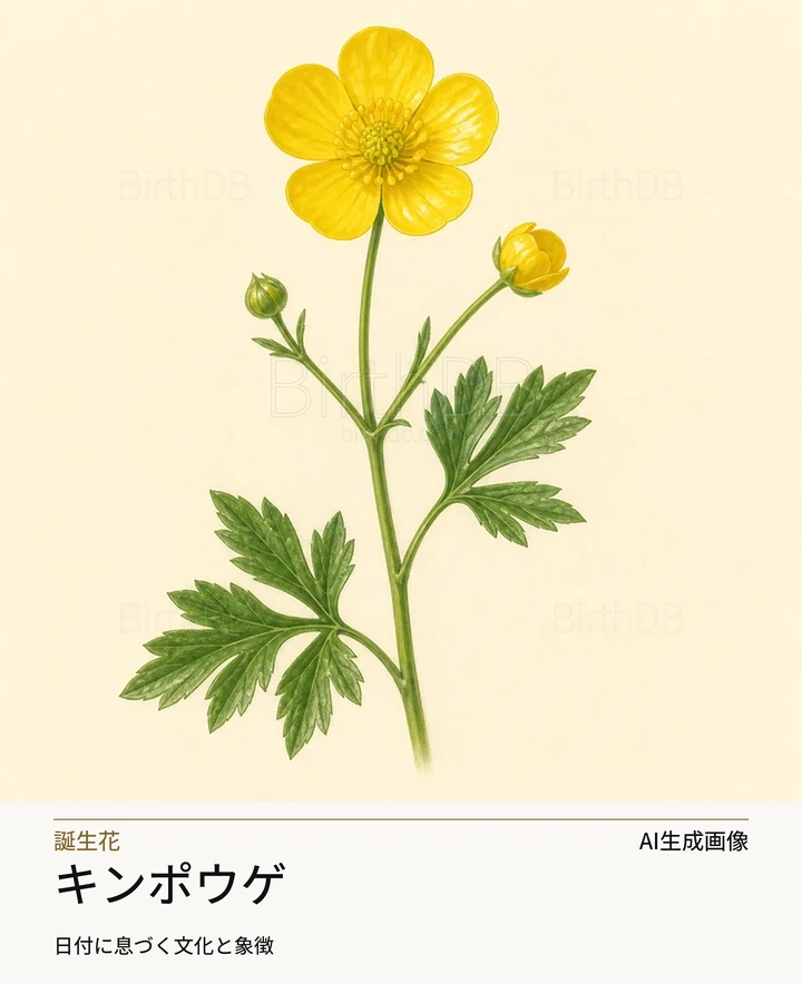 キンポウゲ — BirthDBのシンボルイラスト(AI生成画像)