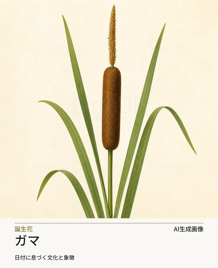 ガマ — BirthDBのシンボルイラスト（AI生成画像）