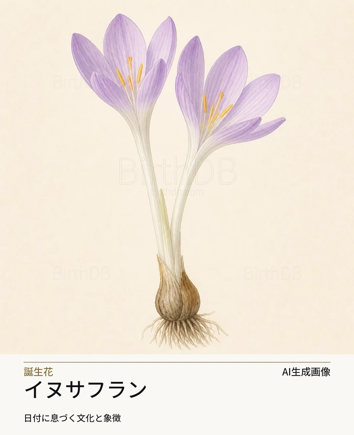 イヌサフラン — BirthDBのシンボルイラスト(AI生成画像)