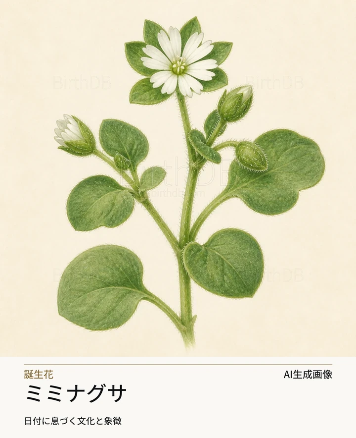 ミミナグサ — BirthDBのシンボルイラスト（AI生成画像）