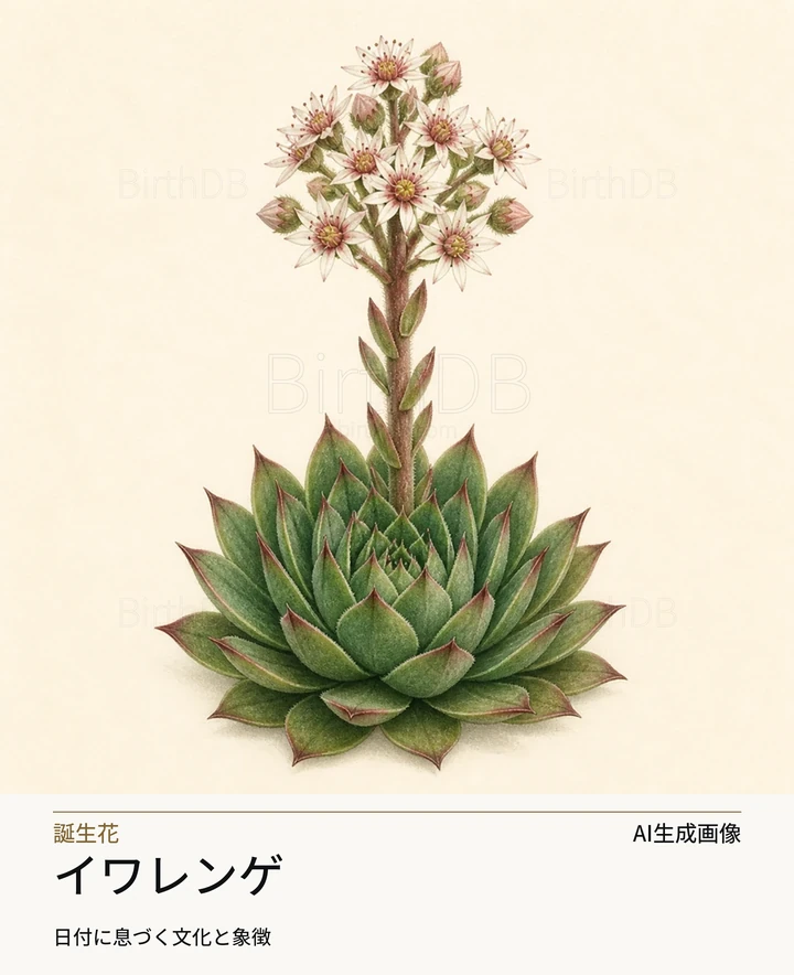 イワレンゲ — BirthDBのシンボルイラスト(AI生成画像)