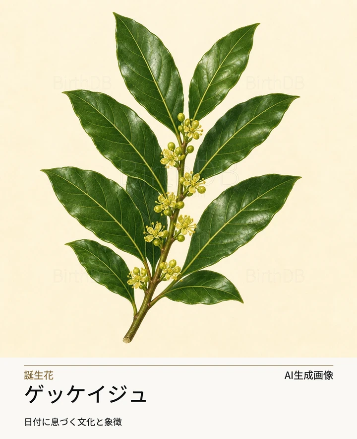 ゲッケイジュ — BirthDBのシンボルイラスト(AI生成画像)