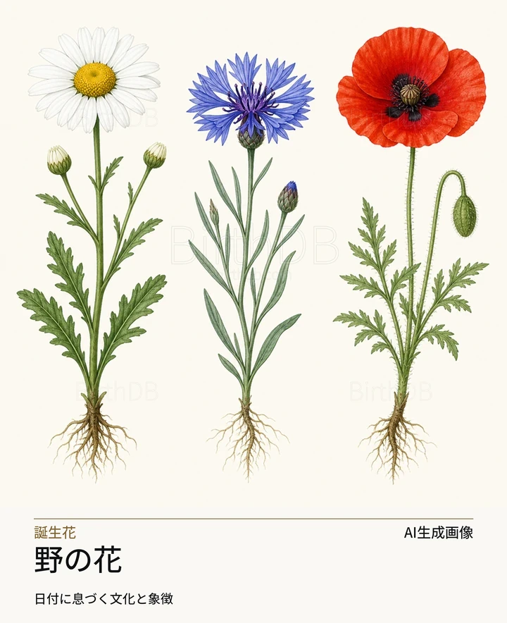 野の花 — BirthDBのシンボルイラスト(AI生成画像)