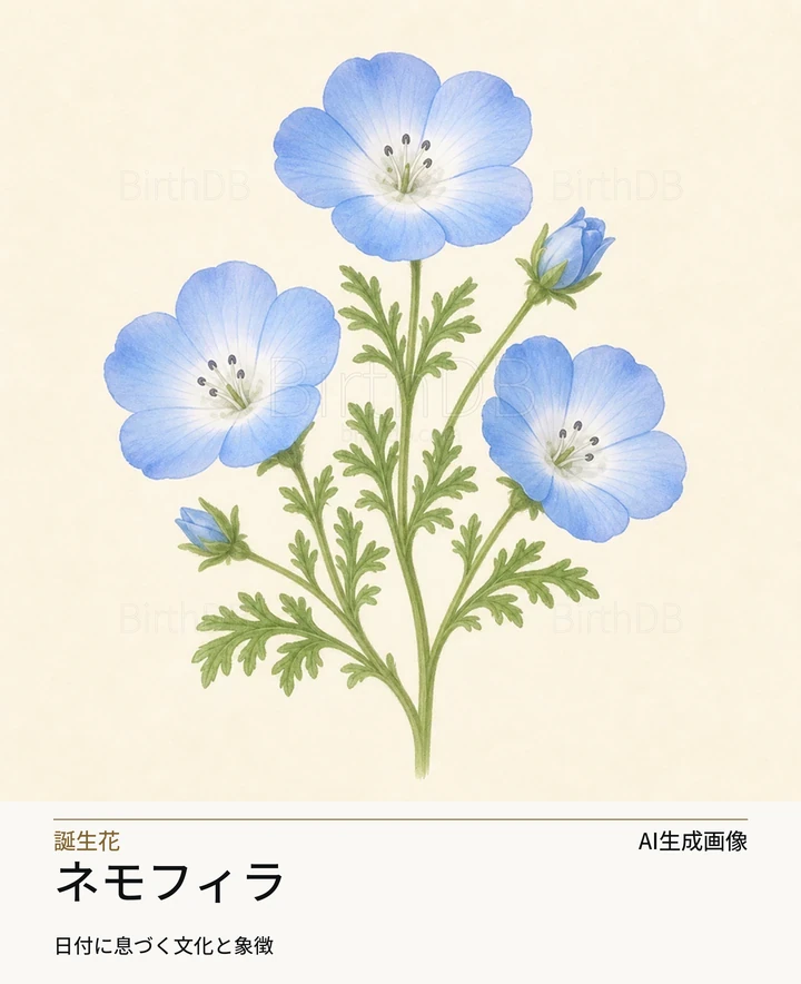 ネモフィラ — BirthDBのシンボルイラスト（AI生成画像）