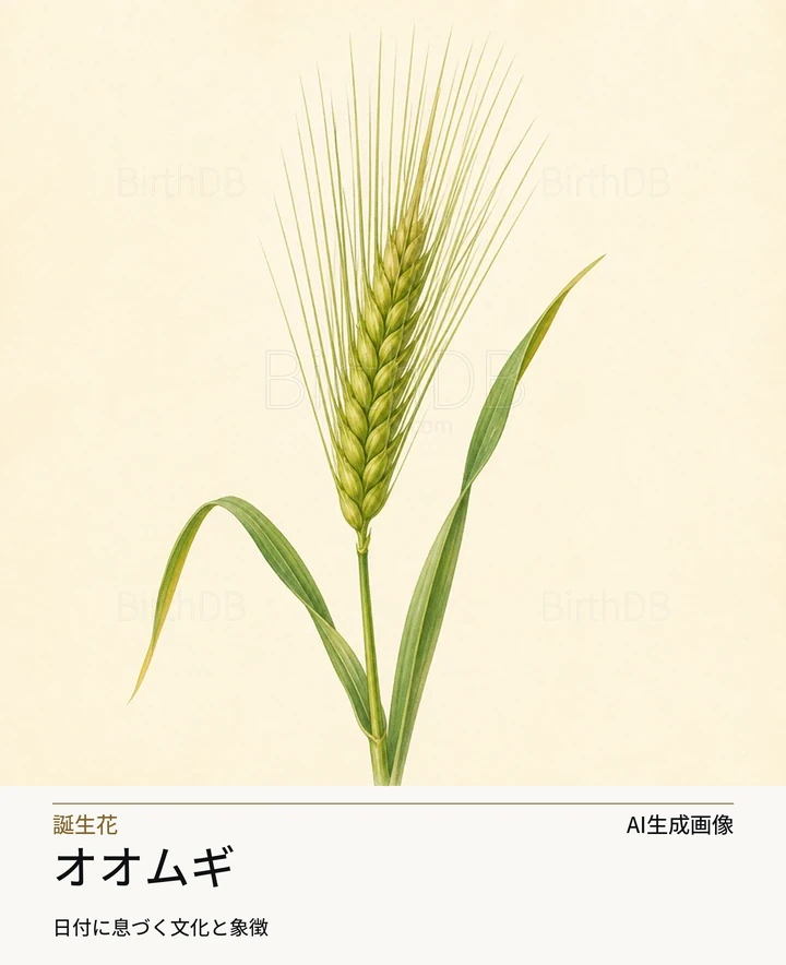 オオムギ — BirthDBのシンボルイラスト（AI生成画像）