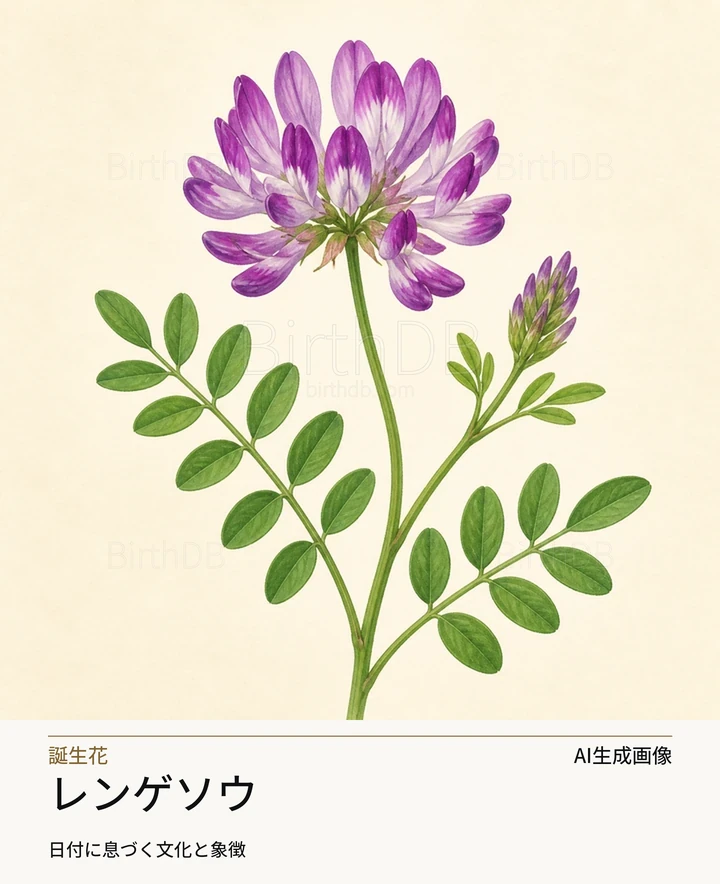 レンゲソウ — BirthDBのシンボルイラスト(AI生成画像)