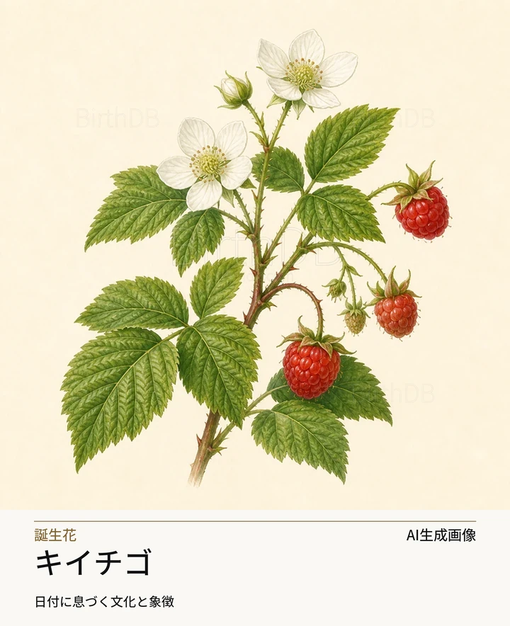 キイチゴ — BirthDBのシンボルイラスト(AI生成画像)