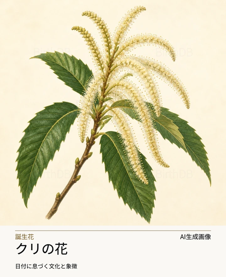 クリの花 — BirthDBのシンボルイラスト(AI生成画像)