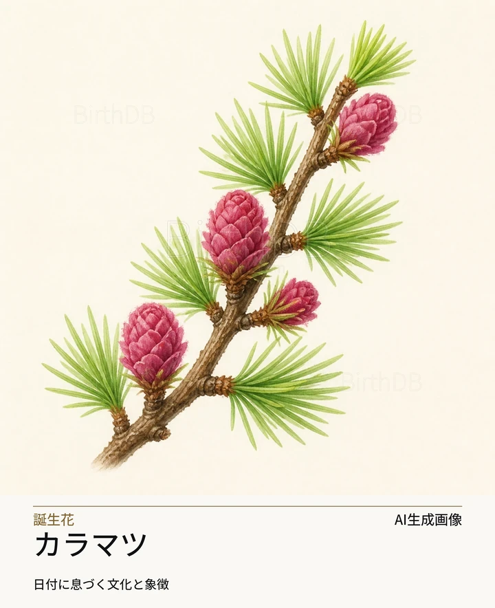 カラマツ — BirthDBのシンボルイラスト(AI生成画像)