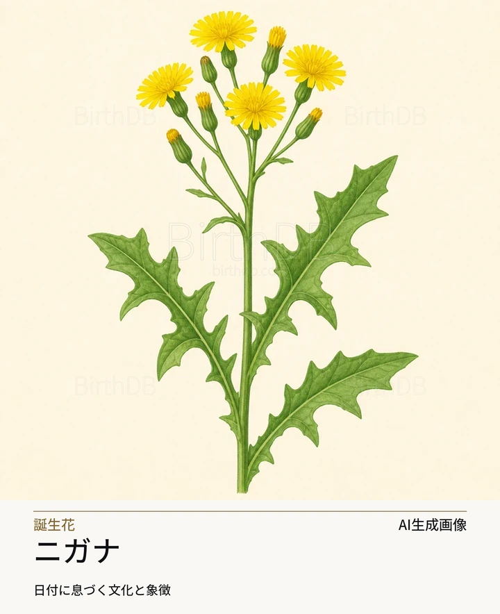 ニガナ — BirthDBのシンボルイラスト(AI生成画像)