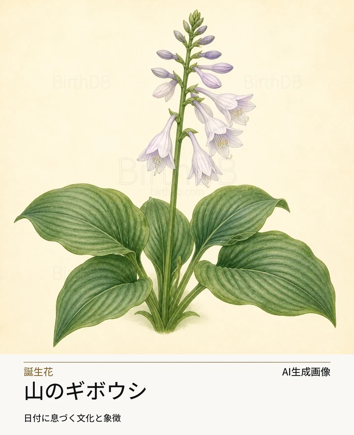 山のギボウシ — BirthDBのシンボルイラスト(AI生成画像)
