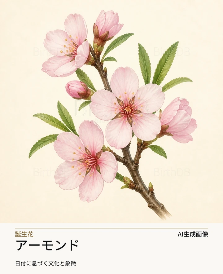 アーモンド — BirthDBのシンボルイラスト（AI生成画像）