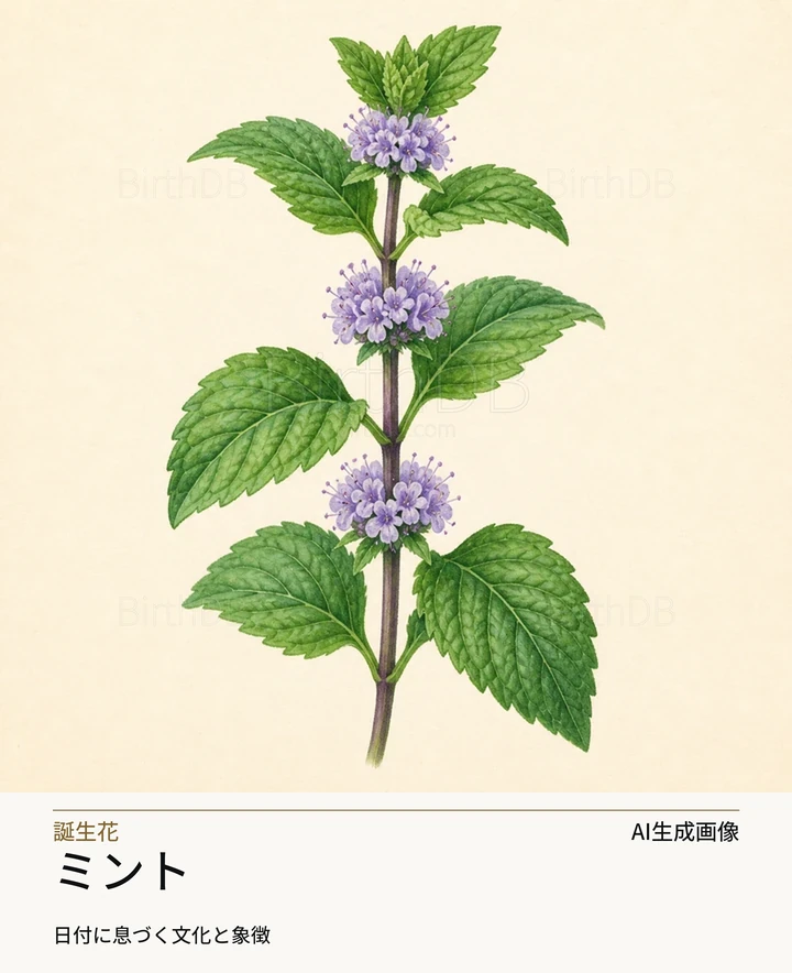 ミント — BirthDBのシンボルイラスト(AI生成画像)