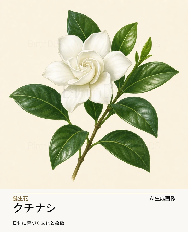 クチナシ — BirthDBのシンボルイラスト（AI生成画像）