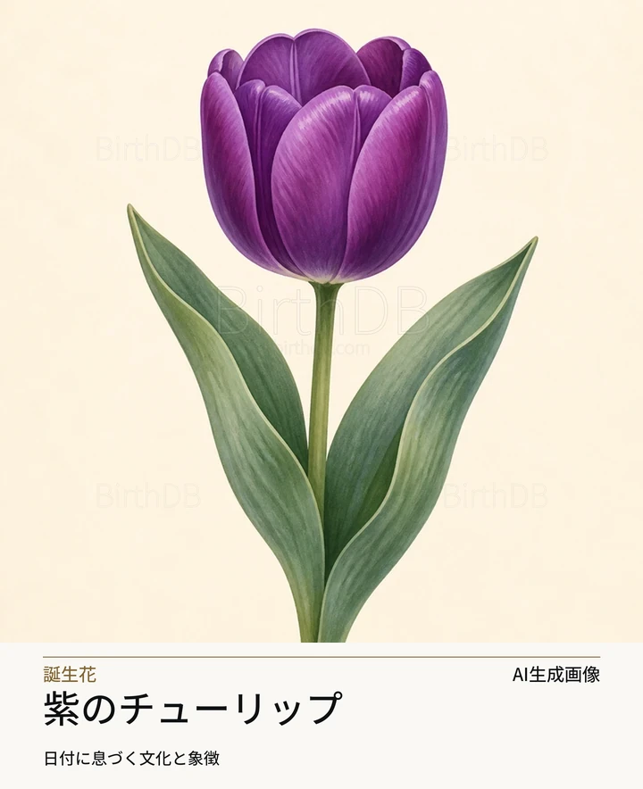 紫のチューリップ — BirthDBのシンボルイラスト（AI生成画像）