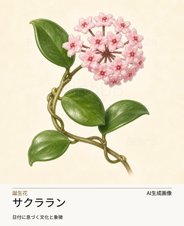 サクララン — BirthDBのシンボルイラスト（AI生成画像）