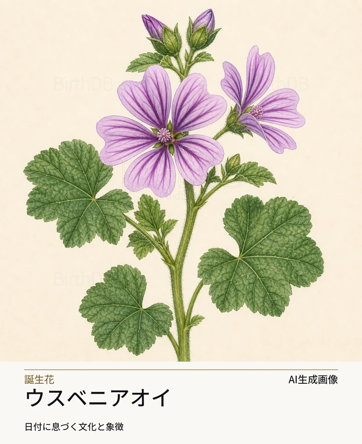 ウスベニアオイ — BirthDBのシンボルイラスト(AI生成画像)